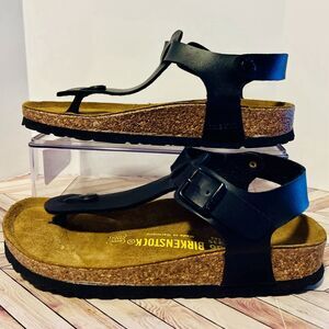 Birkenstock Gizeh Unisex EU 36 L 5.5 Black Birko Flor Sandals Regular Wide